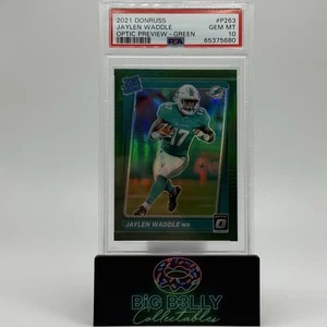 2021 Donruss Jaylen Waddle Rated Rookie Optic Preview Green Holo PSA 10 #P-263 - Picture 1 of 2