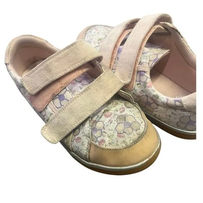 Livie & Luca Girls Ar Rake Eco Sneaker, White Floral Big Girls Sz 1 Pink/Easy-On - Image 1 of 4