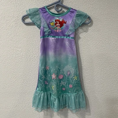 Disney Girl Toddler Little Mermaid Ariel Nightgown Pajamas (Green Purple 3T) - Image 1 of 3