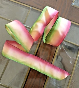 Vintage Wire Edged Ribbon - Rayon Acetate Ombre 1.5" Watermelon OVER 7 Yards - Picture 1 of 3