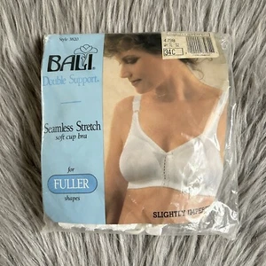 Sujetador inalámbrico Bali 1988 vintage para mujer talla 34C blanco sin costuras elástico copas suaves - Imagen 1 de 13