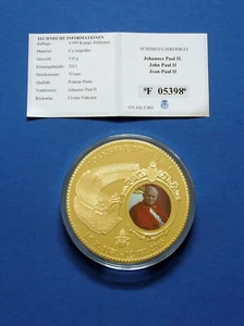Gigant Medaille Johannes Paul II vergoldet Farbdruck Zertifikat - Bild 1 von 2
