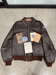Buzz Ricksons A-2 Army Air Force Jacket Brown Leather /w Original Tags Sz 34 ! - Picture 1 of 19