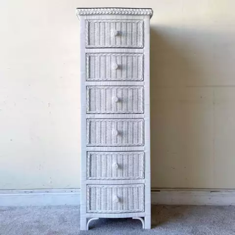 Boho Chic Wicker Highboy Lingerie Dresser Cover