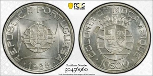 Mosambik 1938 10 Escudo, PCGS SP65 (PROVA) KM-Pr10 (Essai) - Bild 1 von 1