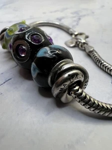 Vintage Michael Anthony 925 Sterling Silver Snake Slide Charm Bracelet w/ Charms - Picture 1 of 8