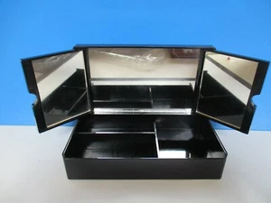 PORTAGIOIE PLEXIGLAS NERO DECORATO A 3 SPECCHI ANNI '80 - Picture 1 of 5