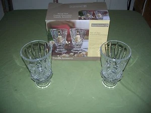 Home Trends Set of 2 Lead Crystal Hurricane Candle Holders 6 1/2 inches - Picture 1 of 3