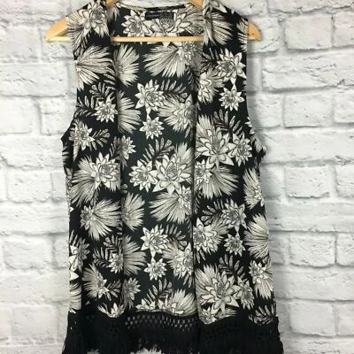 Atmosphere Jacke Kimono Cover Up Damen Gr. L schwarz weiß Sommer Strand Spitze  - Bild 1 von 4