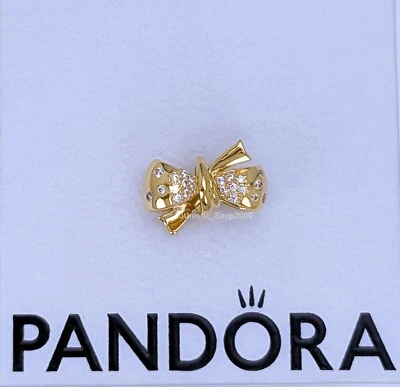 NUEVO 100% Auténtico PANDORA Chapado en Oro 14k Brillante Arco Dije Colgante 763442C01 Foto 1 de 4