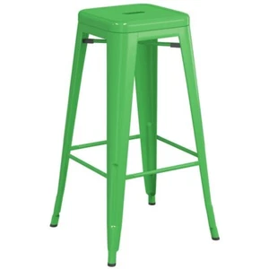30'' High Backless Green Metal Restaurant Barstool For Indoor or Outdoor Use - Picture 1 of 6