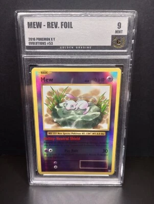 2016 POKEMON XY Evolutions-MEW #53 Reverse Foil Hologram-Golden Grading-9 MINT - Image 1 of 4