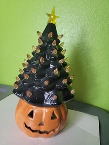 Jack-o'-Lantern star Topped Black Halloween Led Tree Mr Christmas Pumpkin Decor - Picture 1 of 7