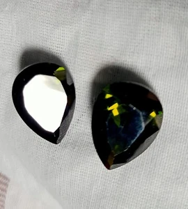 37.70 CT Good Looking Pear  Cut Natural Green Color Zircon  Loose Gemstone 2 Pcs - Picture 1 of 5