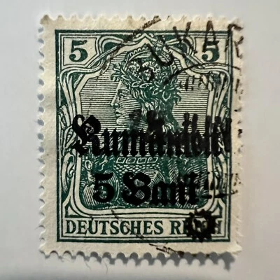 1918 ROMANIA GERMAN OCC STAMP #3N8 RARE SIGNED ON FRONT, BUCHAREST CANCEL - Image 1 of 3