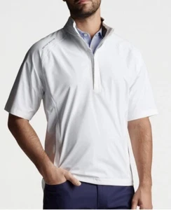 $180 NWT Peter Millar Men's Shield Short Sleeve Rain Jacket Medium White Sz M - Picture 1 of 12