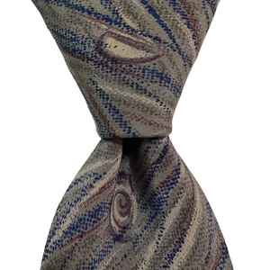 Corbata de seda para hombre VALENTINO ITALIA disco geométrico de diseñador N.o 4155 gris/malo usado en excelente condición - Imagen 1 de 3