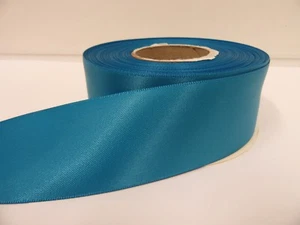 3mm 7mm 10mm 15mm 25mm 38mm 50mm TROPICAL BRIGHT BLUE Satin Ribbon double sided - Picture 1 of 9