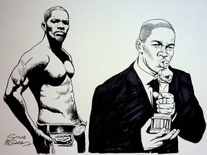Arte pinup entintado a mano JAMIE FOX Ali Steve McGarry 2024 12x9 - Imagen 1 de 3