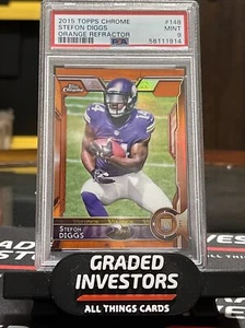 2015 Topps Chrome Orange Refractor #148 Stefon Diggs RC Rookie Mint PSA 9 Pop 14 - Picture 1 of 2