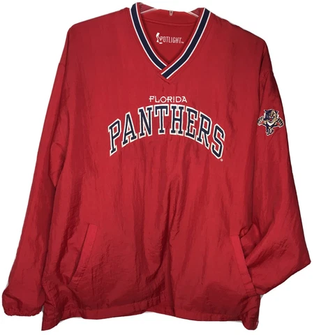 Florida Panthers Mens XL Reversible Jacket Red Vintage Korea Spotlight Nylon Cover