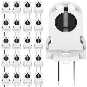 20-Pack Screw Type T8 Lamp Holder with Wires UL Non-Shunted Tombstone - Picture 1 of 12
