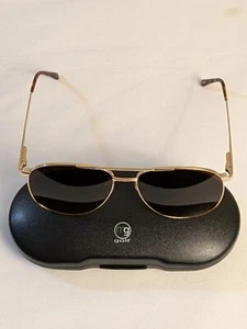 Vtg MasterGrip Korea Aviation Sunglasses Dark Amber Lenses Gold Frames Aviator - Picture 1 of 13