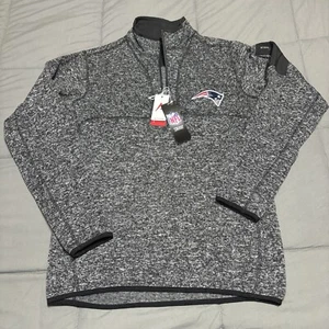 New England Patriots Antigua speckled black/grey Quarter-Zip Pullover Jacket NWT - Picture 1 of 12