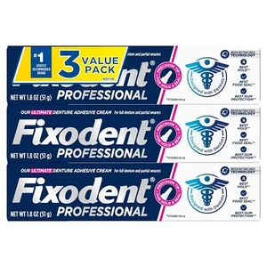 Fixodent Professional Ultimate Denture Adhesive Cream, 1.8 oz, 3 Pack - Picture 1 of 5