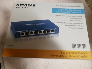 Netgear Business 8-Port Gigabic Desktop Switch GS108 BRAND NEW AND SEALED  - Picture 1 of 4
