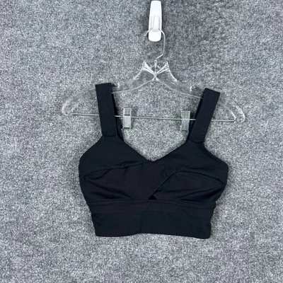 Lululemon Sports Bra Womens 4 Black V Neck Wide Strap Yoga Athletic Gym Top - Image 1 of 4