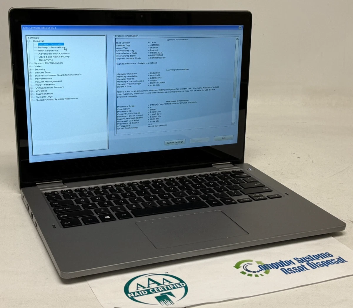 Intel Core i5 8th Gen. 8 GB RAM 256 GB SSD Capacity PC Laptops