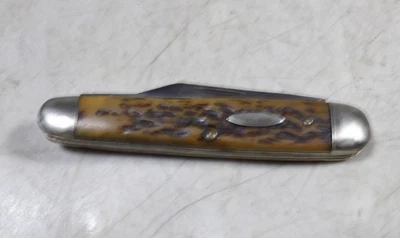 VTG/Antique Camillus? Forged USA Carbon Steel Bone Handle Pocket Knife 3 Blades — 第 1/4 张图片