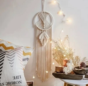 Macrame Dreamcatcher Wall Hanging Tapestry Wall Art Home Decor Hand Crafted - Picture 1 of 7