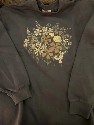 Sudadera Vans Off The Wall Para Mujer M Manga Larga Bordada Flores Azul Gris Foto 1 de 3