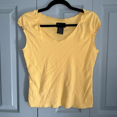 Y2K No Boundaries Cropped Top Yellow Lettuce Trim V-neck Juniors Large 11/13 - Image 1 of 4