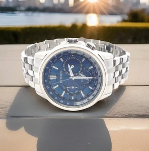 Reloj de pulsera Citizen Eco Drive Calendrier BU2021-51L para hombre esfera azul alimentado por luz - Imagen 1 de 9