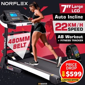 NORFLEX Electric Treadmill Home Gym Run Exercise Equipment Fitness Auto Incline - Picture 1 of 11