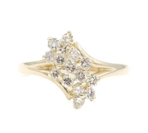 Anillo para mujer con racimo de cascada de oro amarillo de 14 quilates de diamantes redondos de 0,46 quilates JTC 3,13 g - Imagen 1 de 13