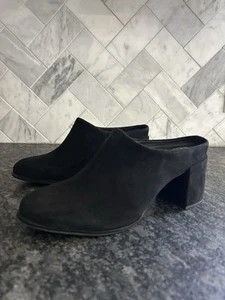 Johnston & Murphy Faith Mules Black Velvet Suede Women’s Size 9M 8 Block Heels - Picture 1 of 7