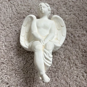Seated Angel Figurine Shelf Sitter Statue Home Decor Terracotta Cherub - Picture 1 of 13