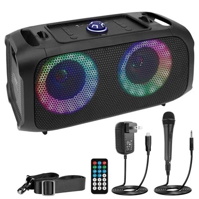 Pyle Wireless BT BoomBox Stereo Speaker System - Built-in Ring LED Lights - Image 1 of 4