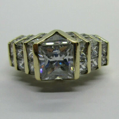 14K Gold Cubic Zirconia Engagement Ring 7X7 MM Center CZ       6.50 Grams - Image 1 of 4