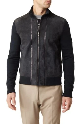 Salvatore Ferragamo Mens Virgin Wool Leather Jacket in Black Size M - Italy Made - Image 1 of 4