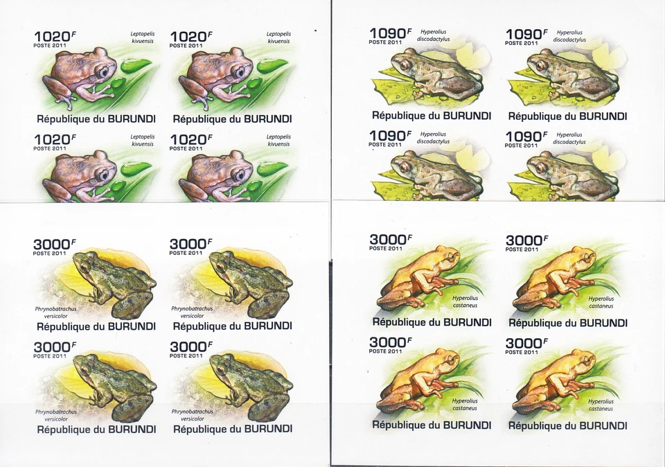 W BURUNDI 902v-905v MS FROGS IMPERFORATED SET MINI SHEETS - Image 1 of 1