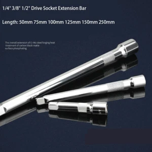 Socket Extension Bar 1/4" 3/8" 1/2" Drive Extra Long Ratchet 50 75mm 100mm 250mm - Picture 1 of 6