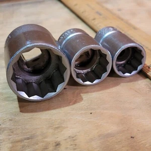 Lot of 3 Crescent Alloy Sockets Japan Made 1-1/8" 13/16" 11/16" 12pt 1/2" Drive - Picture 1 of 12