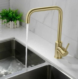 Grifo mezclador en cascada de oro cepillado para baño grifo fregadero de un solo orificio/palanca - Imagen 1 de 3