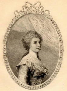 Antique Art print Portrait The Princesse de Lamballe Etching by Mercier Art prin - Bild 1 von 2