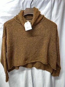 Wonderly Junior's Drop Shoulder Cowl Neck Plush Pullover Sweater Mocha Bisque, L - Picture 1 of 6